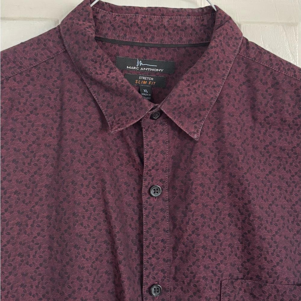 Men's Burgundy Long Sleeve Button-Up Shirt size XL by Marc Anthony